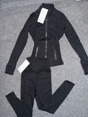 lululemon athletica Black Polka Dot Jacket & Leggings Set